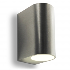 LED Wandleuchte, Wandlampe, Auenleuchte, Aluminium, 2-Flammig, Edelstahl geb., GU10-230V, (Form:C)