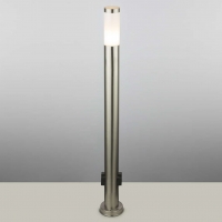 LED Standleuchte 105cm mit Steckdose, Sockelleuchte, Pollerleuchte, Wegleuchte, Edelstahl, Auenleuchte, IP44, E27-230V, (Form:S9K)