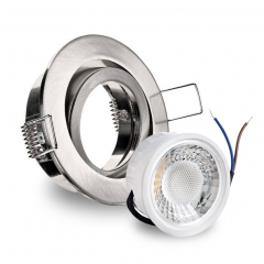 LED Einbaustrahler flach rund schwenkbar Edelstahl gebrstet geringe Einbautiefe 25mm 230V