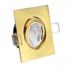 LED Einbaustrahler flach quadratisch schwenkbar Gold Messing Optik geringe Einbautiefe 25mm 230V
