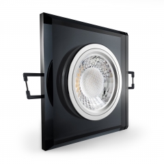 LED Glas Einbaustrahler flach quadratisch schwarz geringe Einbautiefe 24mm 230V