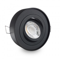 LED Aufbau Einbaustrahler rund schwarz schwenkbar geringe Einbautiefe 19mm 230V