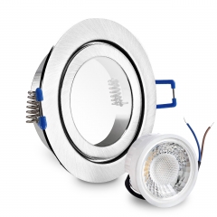 LED Einbaustrahler Feuchtraum IP44 rund Edelstahl gebrstet geringe Einbautiefe 25mm 230V