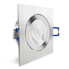 LED Einbaustrahler Feuchtraum IP44 quadratisch Aluminium geschliffen geringe Einbautiefe 25mm 230V
