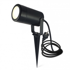 LED Erdspieleuchte schwarz Gartenstrahler Bodenleuchte 1,5m Kabel inkl. Stecker GU10-230V ESP5