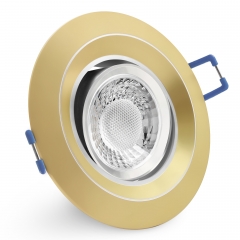 LED Einbaustrahler flach rund schwenkbar Gold matt geringe Einbautiefe 27mm 230V